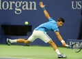 Grand Slam champion Novak Djokovic of Serbia in action during his US Open 2016 first round match Royalty Free Stock Photo