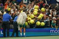 Grand Slam Champion Novak Djokovic of Serbia signs autographs after practice at the 2023 US Open