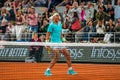 Grand Slam champion Rafael Nadal of Spain in action during his 2024 Roland Garros first round match against Alexander Zverev