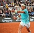 Grand Slam champion Rafael Nadal of Spain in action during his 2024 Roland Garros first round match against Alexander Zverev