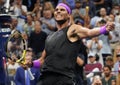 Grand Slam champion Rafael Nadal of Spain celebrates victory against Marin Cilic after the 2019 US Open round of 16 match