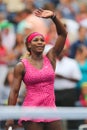 Grand Slam champion Serena Williams celebrates victory after fourth round match at US Open 2014