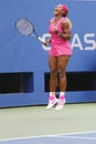 Grand Slam champion Serena Williams during third round match at US Open 2014 Royalty Free Stock Photo