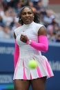 Grand Slam champion Serena Williams of United States in action during her round four match at US Open 2016 Royalty Free Stock Photo