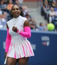 Grand Slam champion Serena Williams of United States in action during her round four match at US Open 2016 Royalty Free Stock Photo