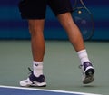 Grand Slam Champion Stanislas Wawrinka of Switzerland wears Yonex custom tennis shoes during his 2019 US Open quarter-final match