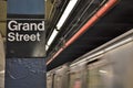 Grand Street New York Subway Sign Lower East Side Manhattan MTA Train Station