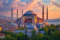 A grand structure towering above, featuring a multitude of spires, creating an awe-inspiring sight, Historic city of Istanbul with