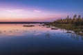 Grand sunset on the river. countryside landscape. summertime in the countryside outside the city Royalty Free Stock Photo