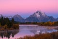 Grand Teton mountain range just before sunrise Royalty Free Stock Photo