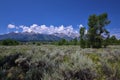 Grand Teton mountain range prairie view from the menors ferry area