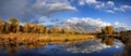 Grand Teton Mountains in Autumn with Reflections Royalty Free Stock Photo