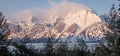 Grand teton mountains in morning alpenglow