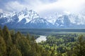 Grand Teton Mountains and Snake River in stormy afternoon light