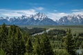 Grand Teton National Park as seen from the Snake River Overlook Royalty Free Stock Photo