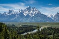 Grand Teton National Park as seen from the Snake River Overlook Royalty Free Stock Photo