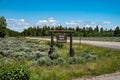 Grand Teton National Park as seen from the Snake River Overlook - sign Royalty Free Stock Photo