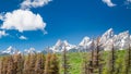 Grand Teton National Park in autumn season. Panoramic view of forest and mountains Royalty Free Stock Photo