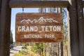 Grand Teton National Park entrance sign. Royalty Free Stock Photo