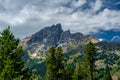 Grand Teton National Park landscape with greenery and high hills against the blue sky in Wyoming Royalty Free Stock Photo