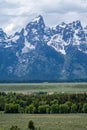 The Grand Teton National Park mountains in Wyoming - Portrait view taken with a zoom lens