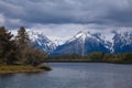 Grand Teton National Park from Oxbow Bend Royalty Free Stock Photo