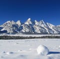 Grand Teton Peaks in the Bridger-Teton National Forest in Wyoming Royalty Free Stock Photo