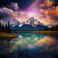 Grand Teton National Park, Wyoming, USA Made With Generative AI illustration