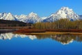 Rocky Mountains Range reflected in Oxbow Bend of the Snake River, Grand Teton National Park, Wyoming
