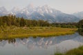 Grand Tetons Reflected in the Snake River Royalty Free Stock Photo