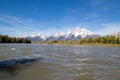Grand Tetons from the Snake River in Grand Teton National Park, Wyoming, USA Royalty Free Stock Photo