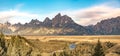 Grand tetons view from snake river overlook Royalty Free Stock Photo