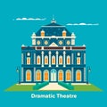 Grand theatre or theatre. Building for entertainment. Great for landmark and culture leisure, performance theme. Vector