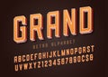 Grand trendy retro display font design, alphabet, typeface, letters and numbers, typography.