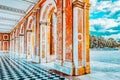 Grand Trianon-little pink marble and porphyry palace with delightful gardens. Chateau de Versailles Royalty Free Stock Photo