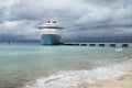 Grand Turk Island Beach and A Cruise Ship Royalty Free Stock Photo