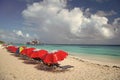 Grand Turk, Turks and Caicos - December 29, 2015: summer seaside beach, copy space.