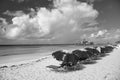 Grand Turk, Turks and Caicos - December 29, 2015: summer seaside beach, copy space.