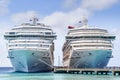 Grand Turk, Turks and Caicos Islands - April 03 2014: Carnival Liberty and Carnival Victory Cruise Ships in Turks and Caicos Royalty Free Stock Photo