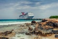 Grand Turk / Turks and Caicos Islands - May 10.2007: View on the Carnival Cruise Ship Royalty Free Stock Photo