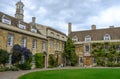 Grand view of one of the entrances to a college at the University of Cambridge, UK. Royalty Free Stock Photo