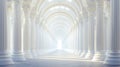 Grand White Marble Corridor with Arches and Columns, Light Source Royalty Free Stock Photo