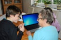 Grandma gets a lesson in computer operation