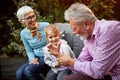 Granddad with granddaughter having fun