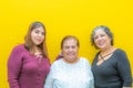 Granddaughter, grandmother and daughter looking at the camera