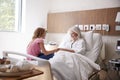 Granddaughter Visiting And Talking With Grandmother In Hospital Bed Royalty Free Stock Photo