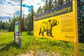 Grande Cache Alberta Canada on June 22, 2018 warning of Grizzlybaer Royalty Free Stock Photo
