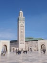 Grande Mosque Hassan II with minaret in Casablanca city in Morocco with clear blue sky - vertical Royalty Free Stock Photo