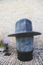 Grande Tete bronze statue by Jean-Michel Folon at the Court Square inside of Chateau de Pommard winery in Burgundy