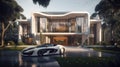 Grandeur and Speed: Luxury House and Bright-Light Supercar